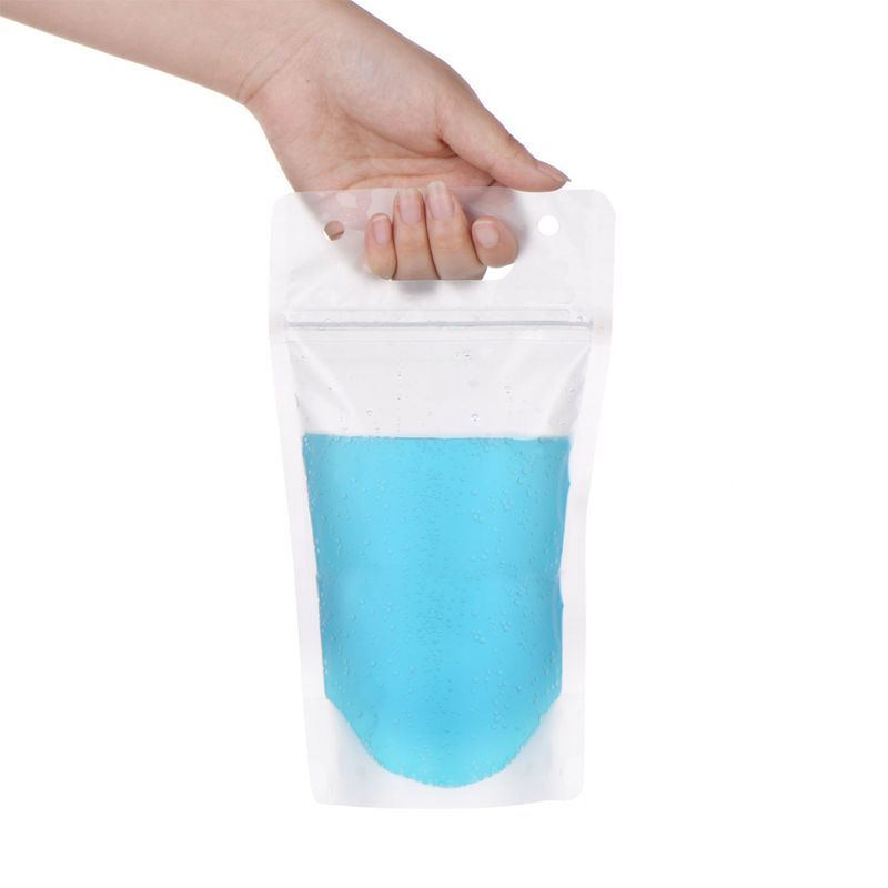TOP 50 Pack Drink Bags Stand Up Reclosable Zipper Juice Drinking