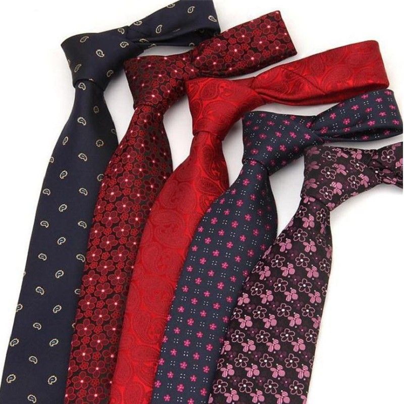 Jacquard Ties For Men Dot Flower Necktie Polyester Tie Paisley 8cm