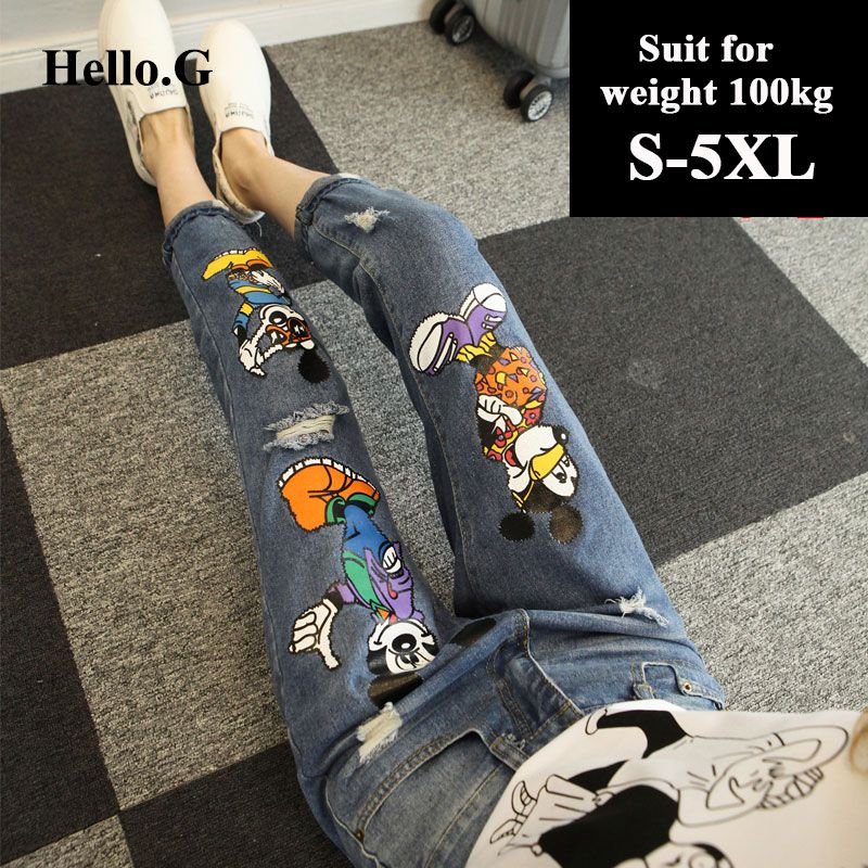 cartoon print jeans