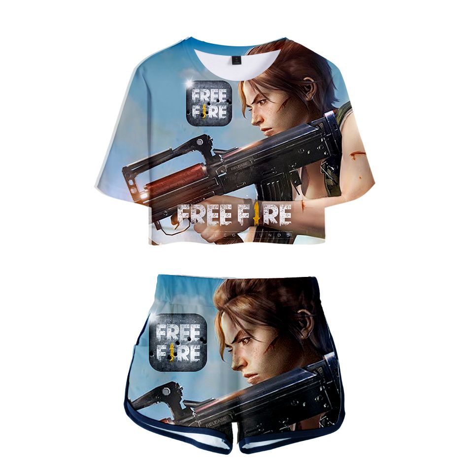 2020 Popular Game Free Fire 2018 3d Printed Women Summer Two