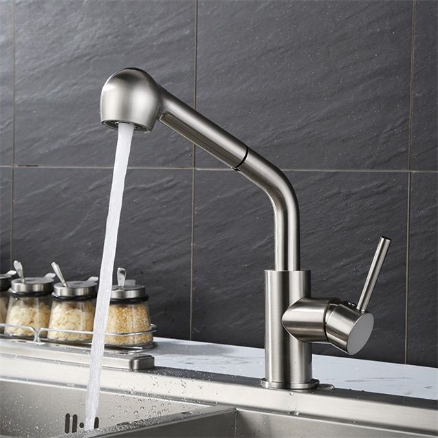 2019 Modern Brushed Nickel Kitchen Faucet With Pull Out Sprayer
