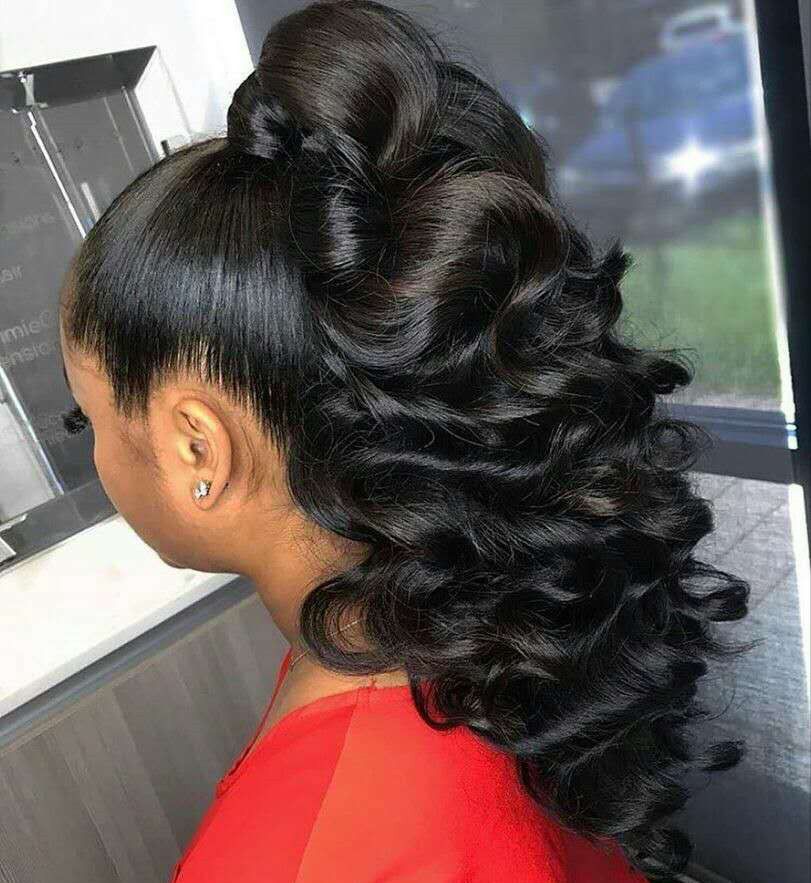 120g Black Women Wavy Ponytail Human Hair Extension, Natural Color