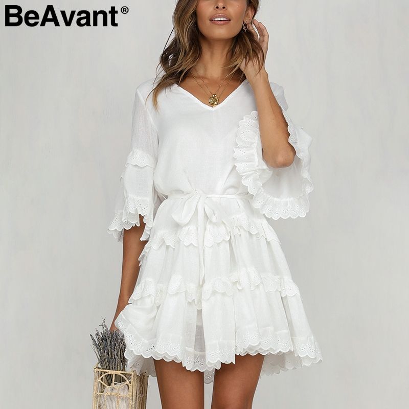 white ruffle summer dress