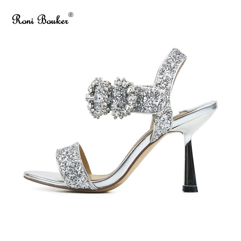 silver diamante wedges