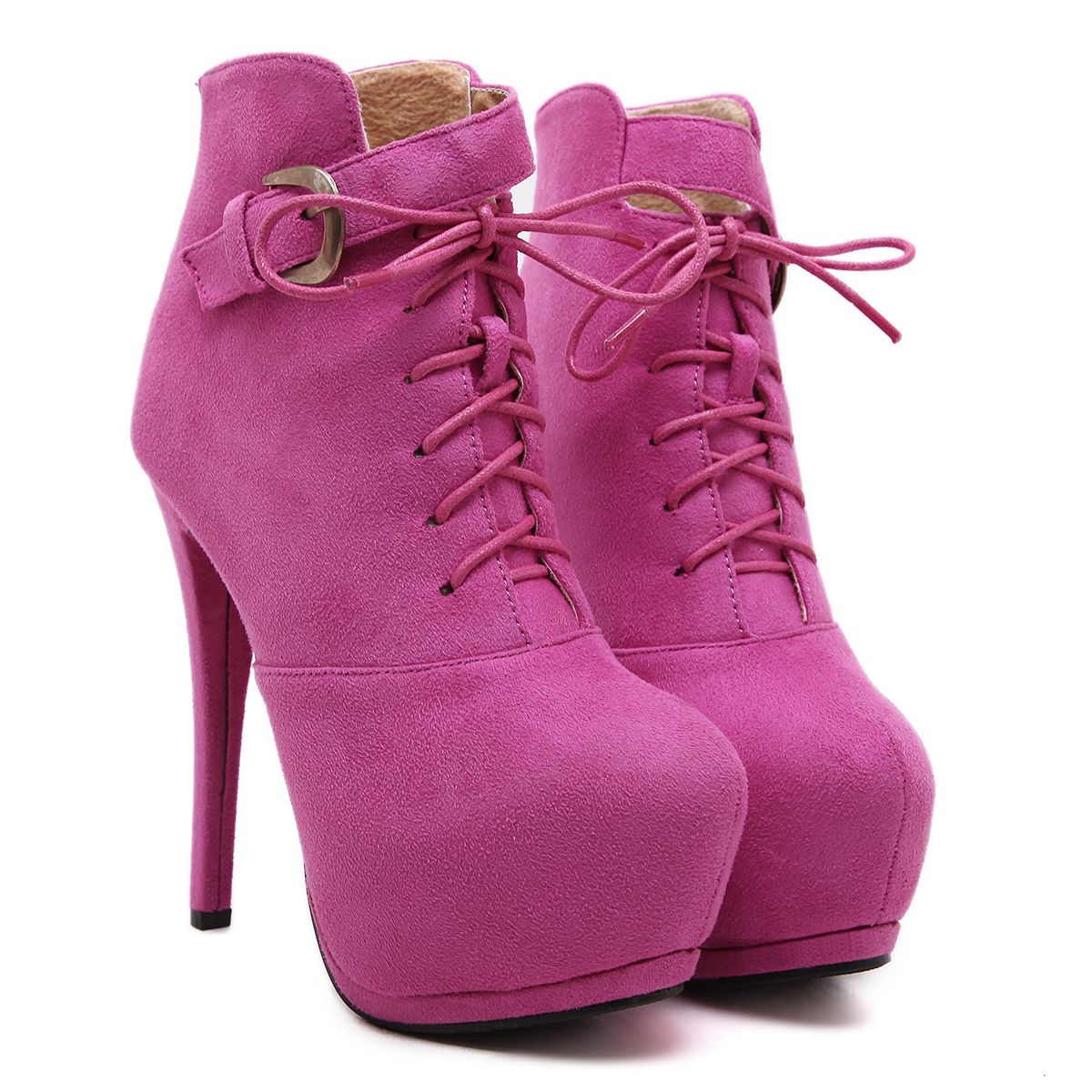 pink suede lace up boots