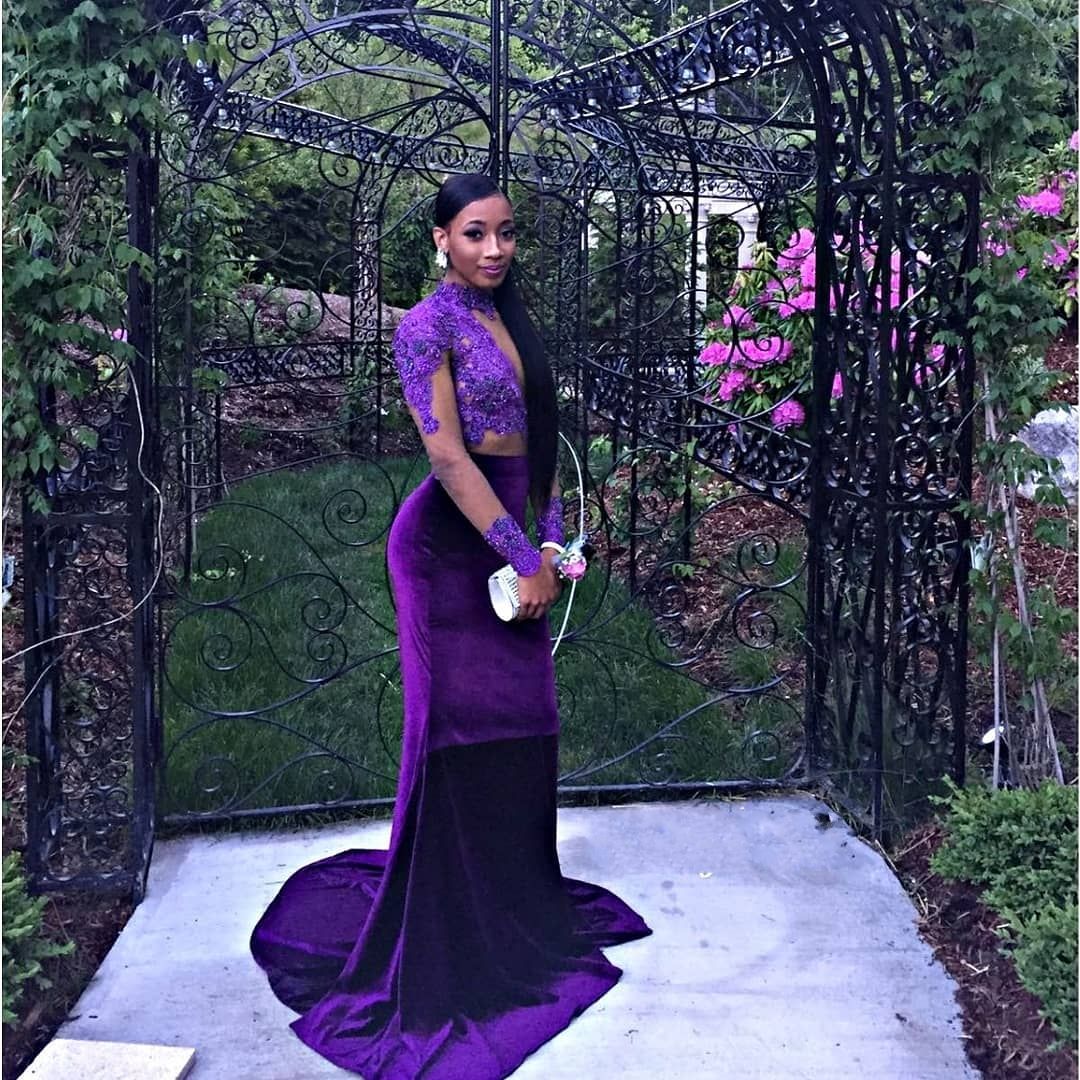 purple black prom dress