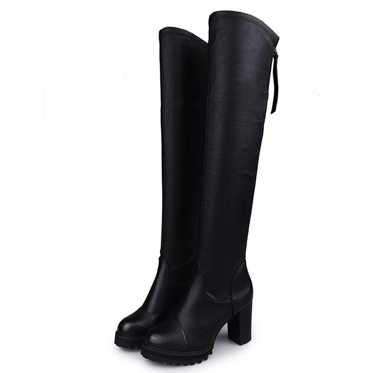 slim fit black knee high boots