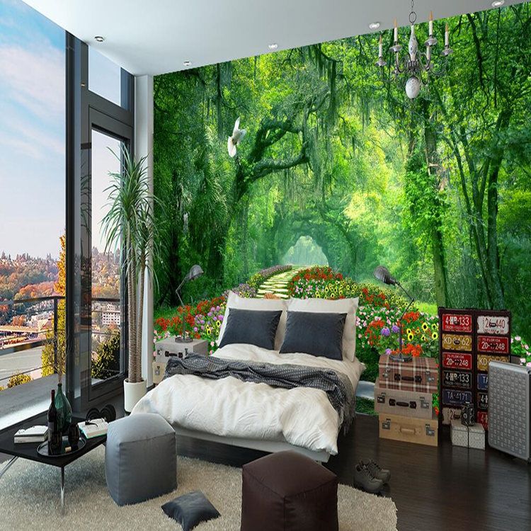 Nature Landscape 3d Wall Mural Wallpaper Wood Park Small Road Mural Living Room Tv Backdrop Photo Wallpaper For Bedroom Walls Wallpaper High