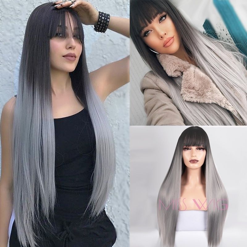 Linghang Long Straight Wig With Bangs Blonde Wigs Synthetic Hair With Wig For Women Black Brown Heat Resistant Buying A Wig Natural Looking Lace Front Wigs From Hairlove 20 34 Dhgate Com