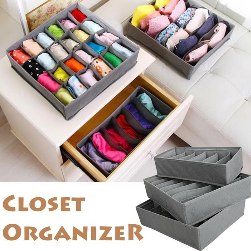 3Pcs Closet Organizer Box Underwear Clothes Bra Socks Storage Drawer Divider