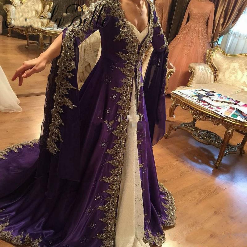 Vestidos de fiesta de encaje árabe con mangas largas Vestidos de fiesta musulmanes Dubai