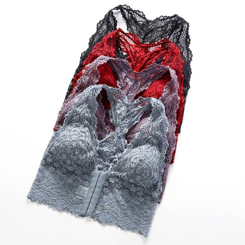 Women/'s Adjustable Sports Front Closure Extra-Elastic Breathable Lace Trim Bra L