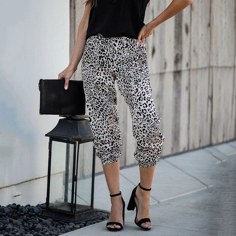 Compra Piel De Leopardo Pantalones Resorte De Las Señoras De Mediana Suelta  Pantalones De Cintura Ropa Para Mujer De Capris De La Linterna De Las  Mujeres Atractivas Barato | Entrega Rápida Y