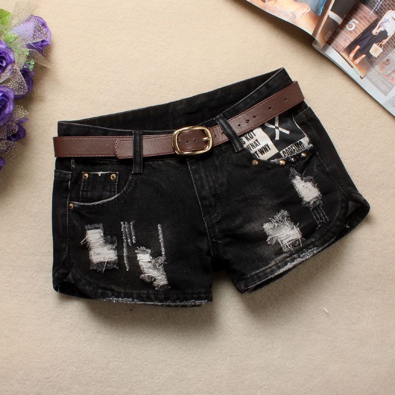black ripped jean shorts womens