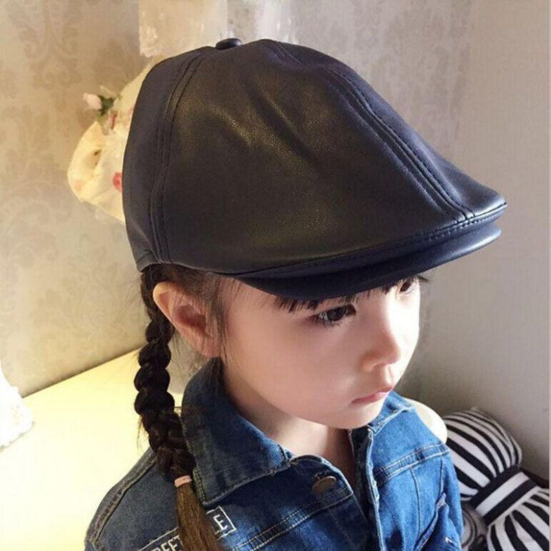 kids leather cap