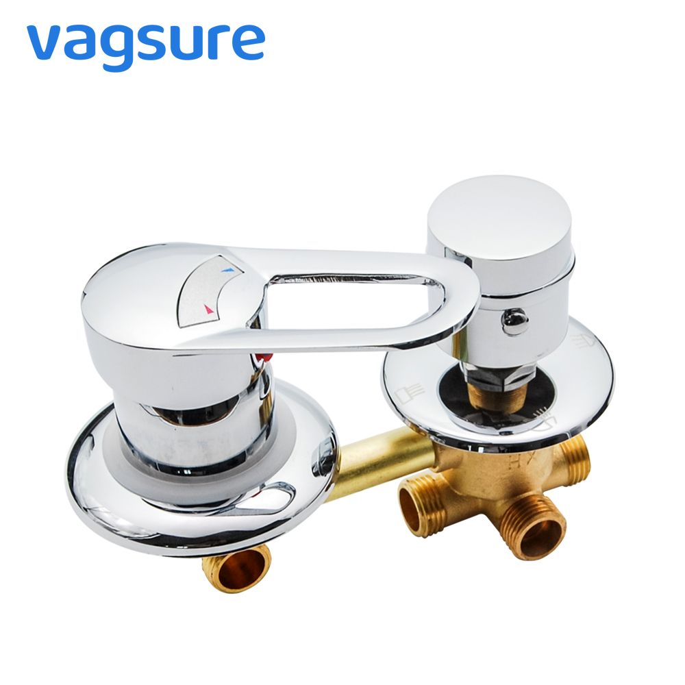 Square Brass Bathroom Shower Hot and Cold Mixing Mixer Faucet Tap Vontrol Valve