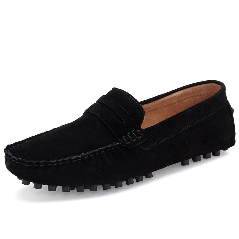 Hombres Casual Mocasines de de gamuza Negro de Mocasines de Gommino Slip