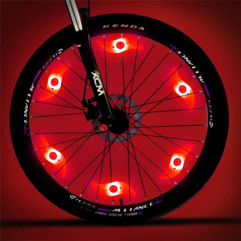 6 kırmızı bisiklet tekerleği ışıkları