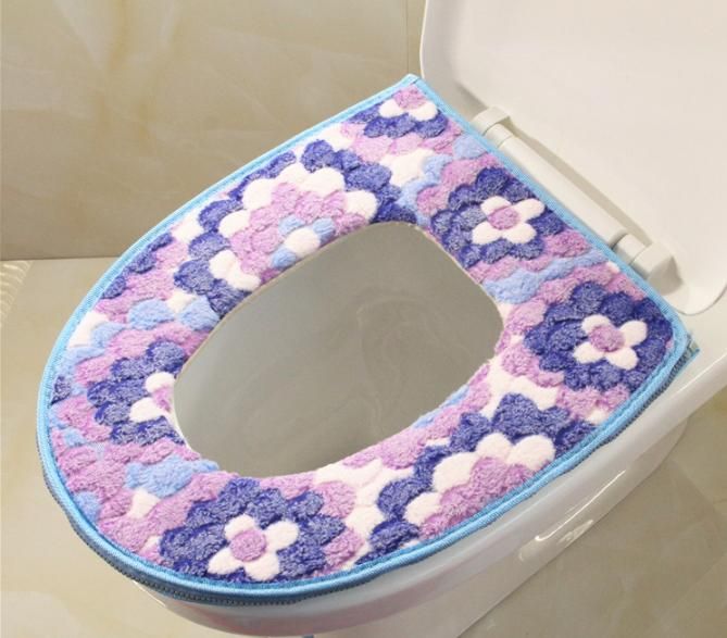rose toilet cushion zipper pu blue