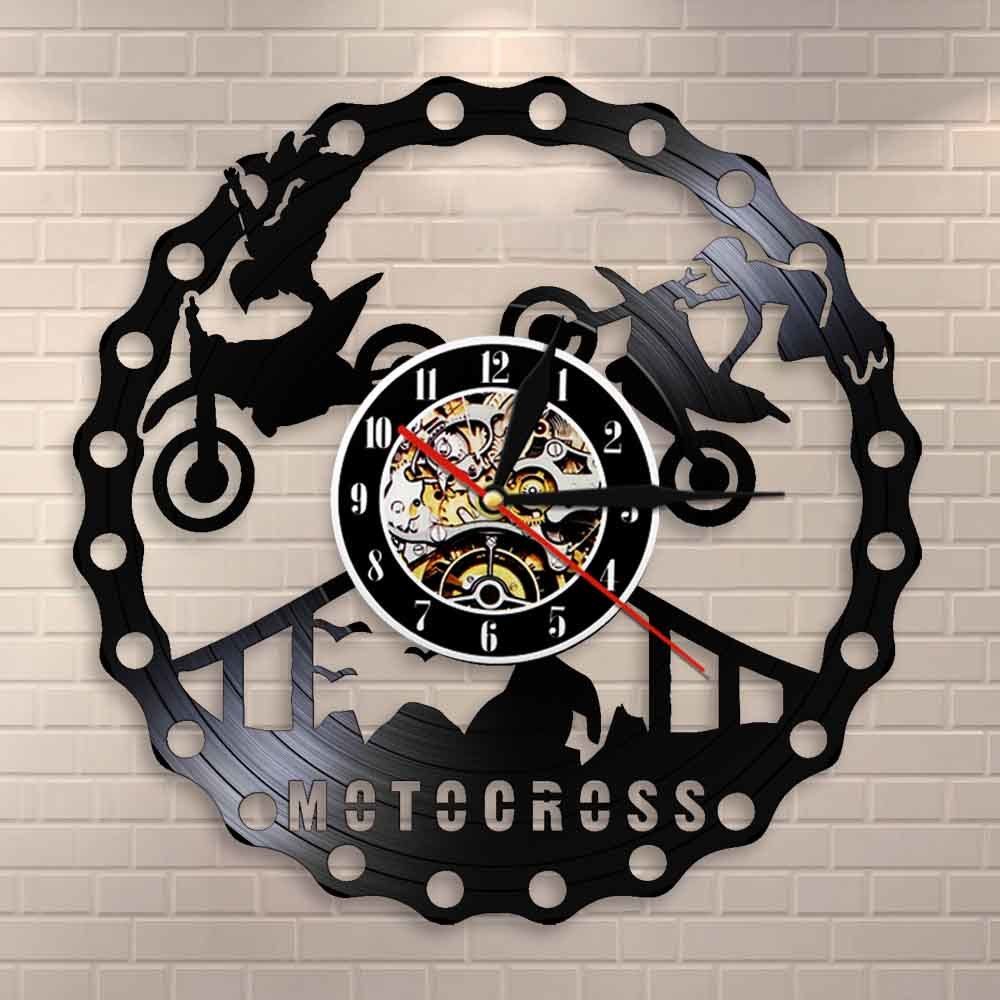 Motocross Racing Brappp Decor Modern Wall Clock Dirtbike Trick