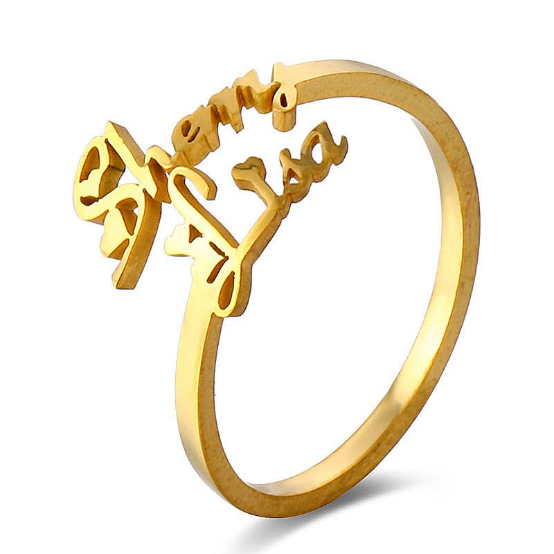 couple name ring in gold