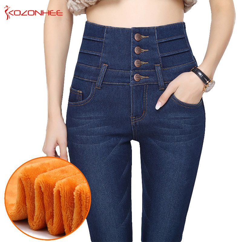 Acquistare Caldi Jeans Morbidi In Cashmere Donna, Inverno, Quattro Polsini, Vita  Alta, Vita Alta, Jeans Skinny Economico | Consegna Veloce E Qualità |  It.Dhgate