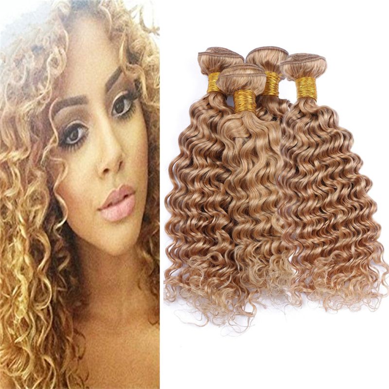 27 Honey Blonde Virgin Brazilian Hair 4 Bundles Deals Deep Wave
