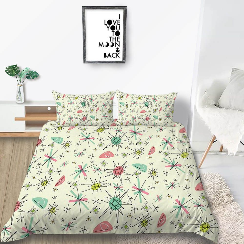 Geometry Bedding Set Country Style Creative Beige Duvet Cover King