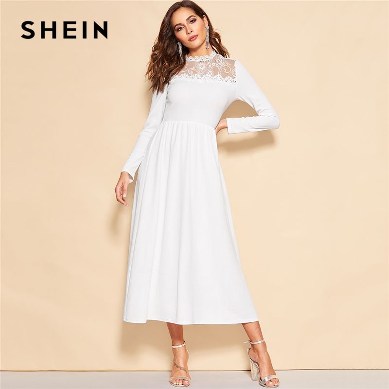 mid sleeve white dress