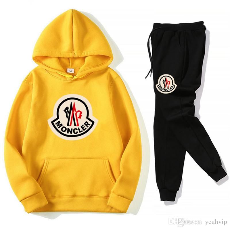 moncler tracksuit black and yellow