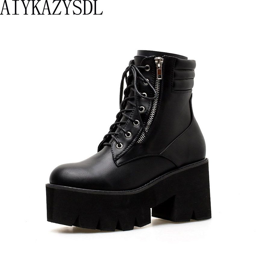 chunky platform biker boots