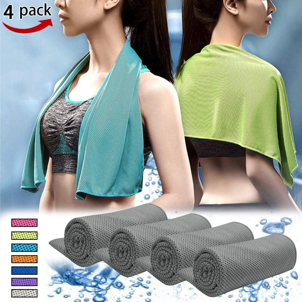 4 Pcs Microfiber Cooling Towel Soft Breathable Chilly Ice Towel For Sport Gym US