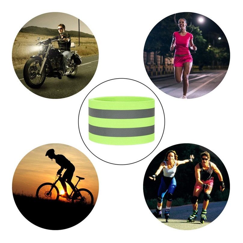 4Pcs Bike Bicycle Reflective Ankle Leg Bind Wrist Safety Band Pants Clip Strap