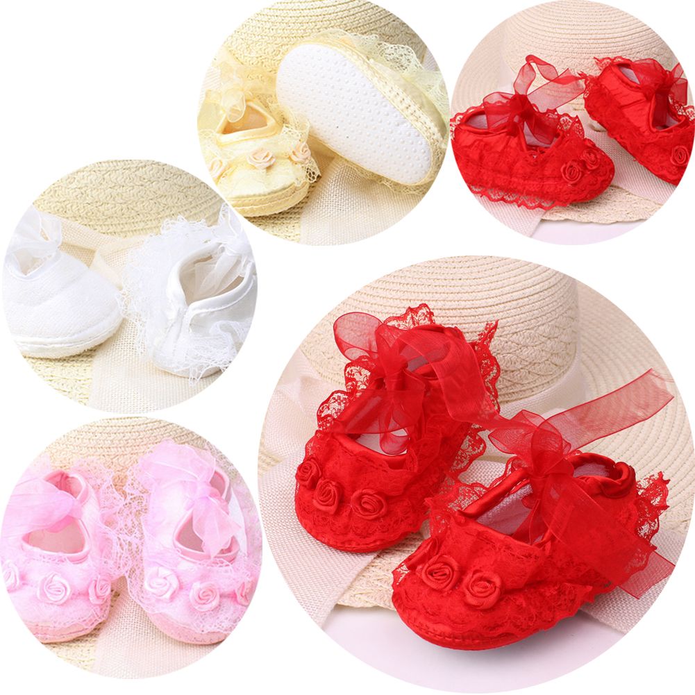 Summer Baby Girls Shoes Newborn Lace Flower Soft Sole Sandals First Walker Shoe
