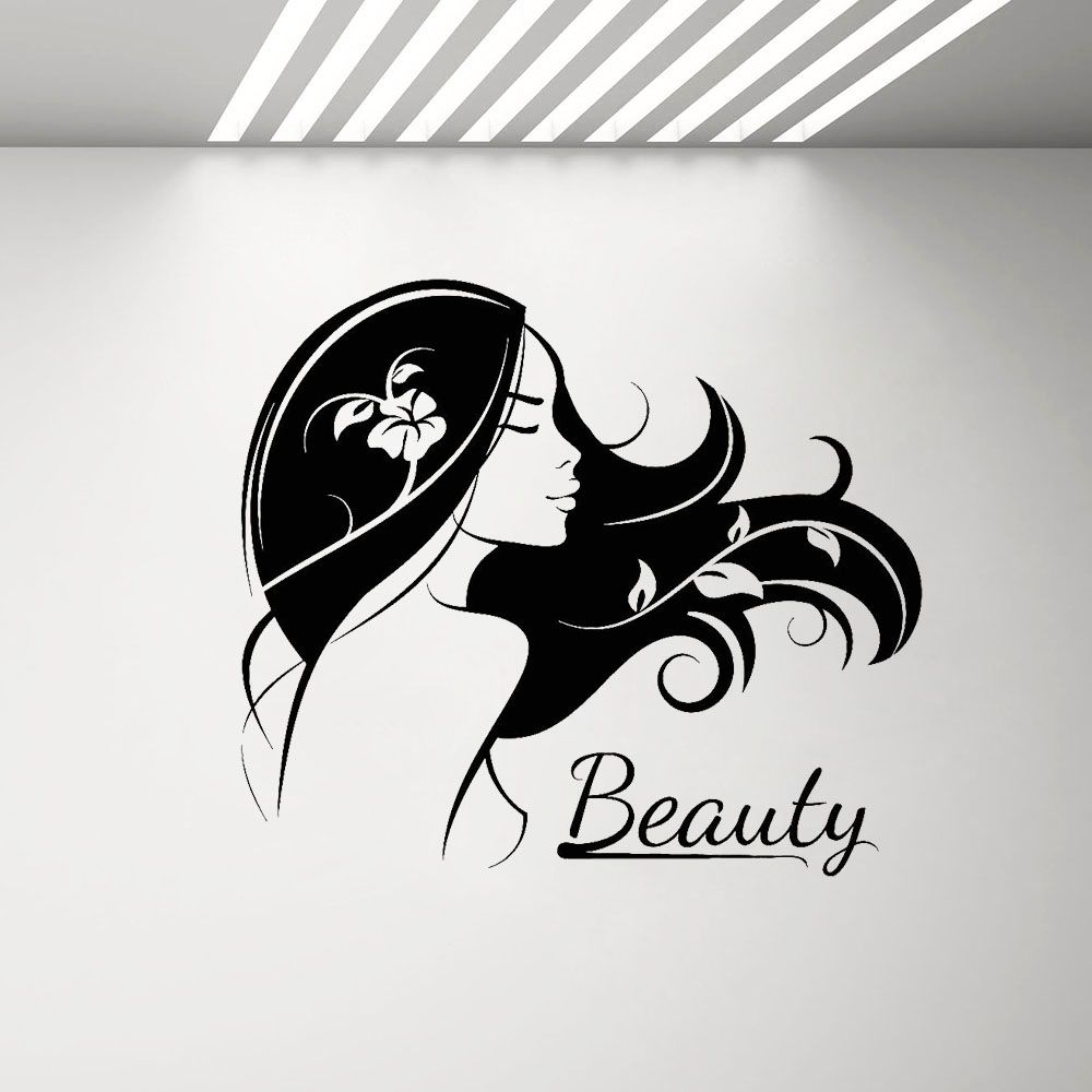 Beautiful Girl Lady Silhouette Wall Decal Bedroom Hair Beauty Salon 