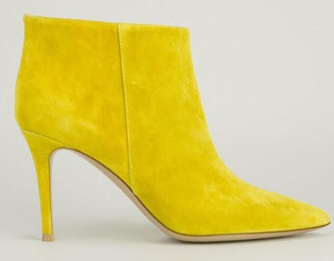 yellow suede booties