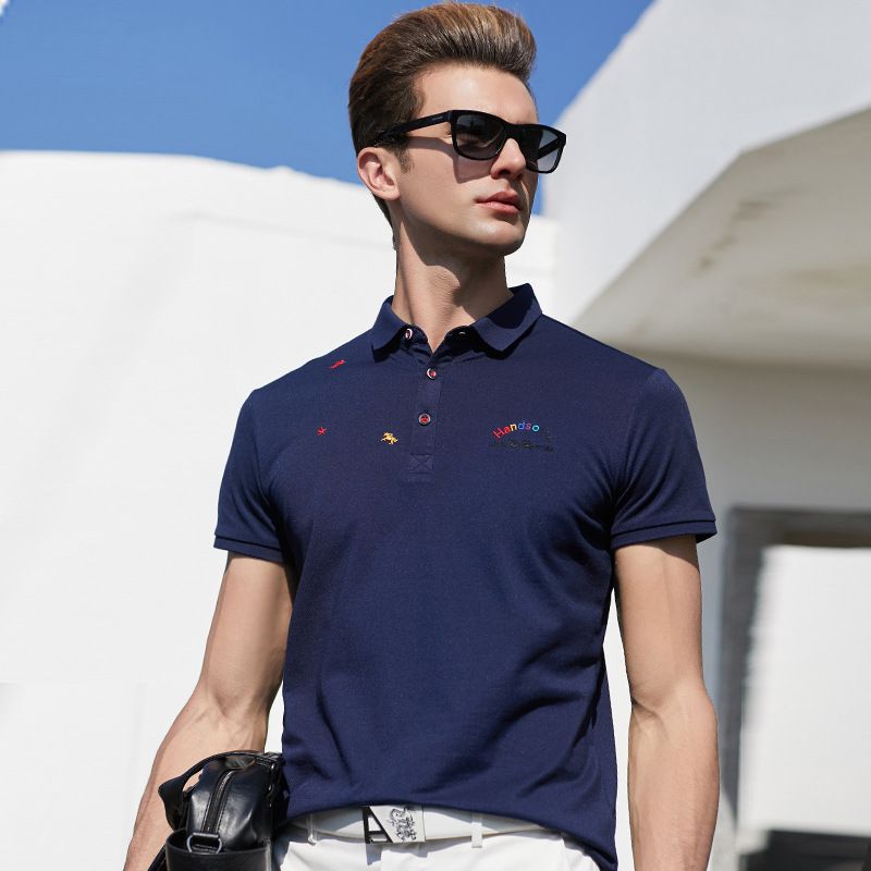 2020 Mens Smart Casual T Shirts New Embroidered Short Sleeve Solid