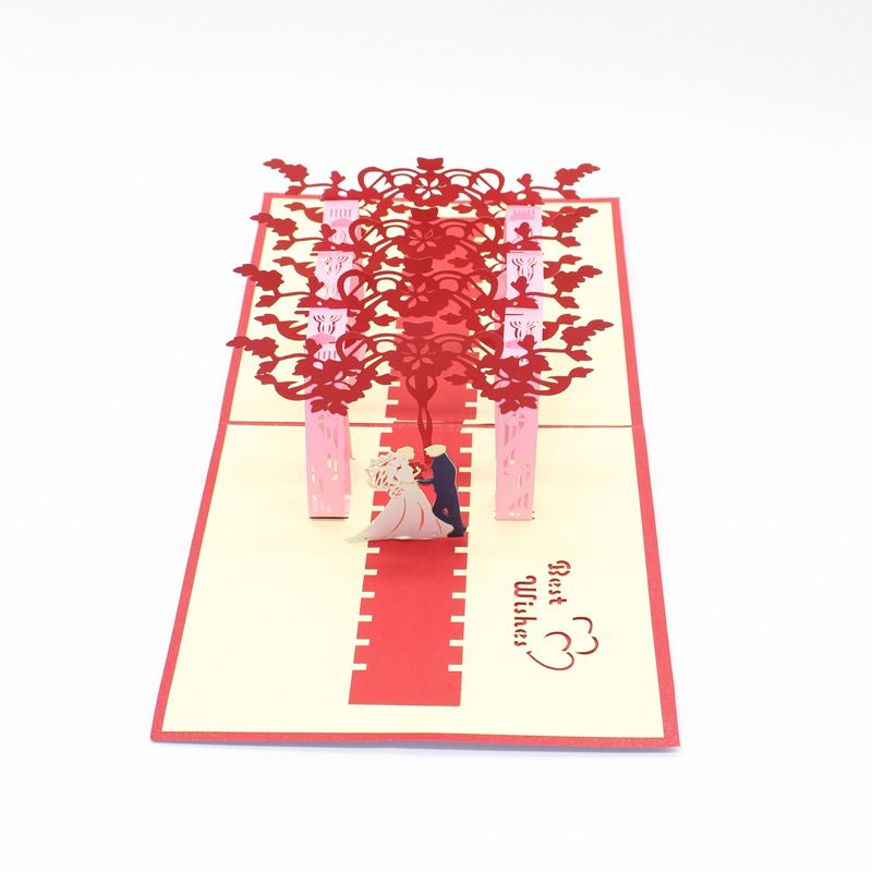 3D Pop Up Laser Cut Paper Wedding Invitation Greeting Cards Handmade Valentines Day Postcard