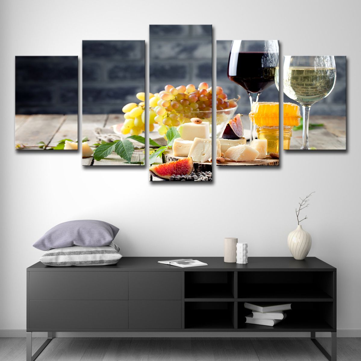 2019 Canvas Pictures Hd Prints Kitchen Decor Grape Wine Bottle