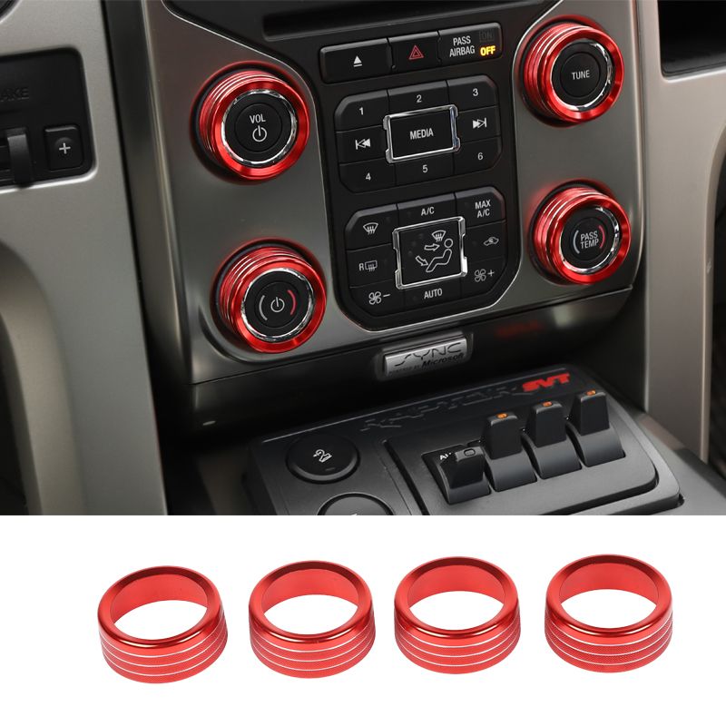 Air Conditioning Audio Switch Knob Ring Decoration Cover For Ford F150 Raptor 2013 2014 Car Interior Accessories Vehicle Interiors Car Interior