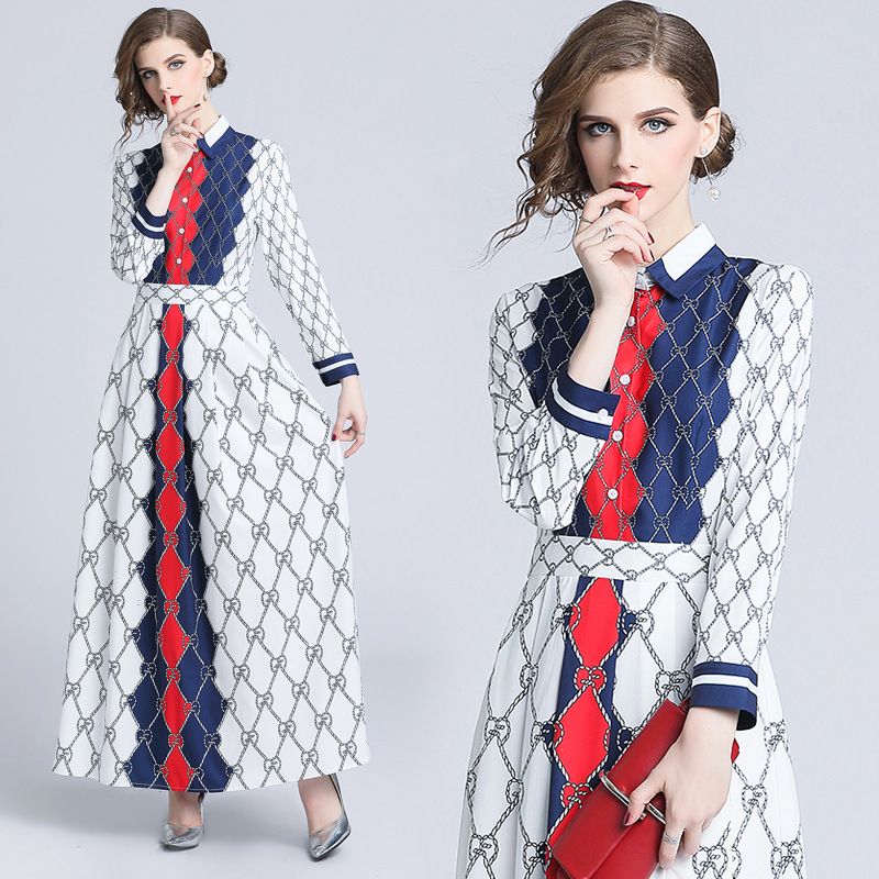 Acquistare Vestiti Lunghi E Vestiti Lunghi Dalla Camicia Stampati Manica  Lunga Collare Allingrosso Della Nuova Primavera Delle Donne Economico |  Consegna Veloce E Qualità | DHgate Italy