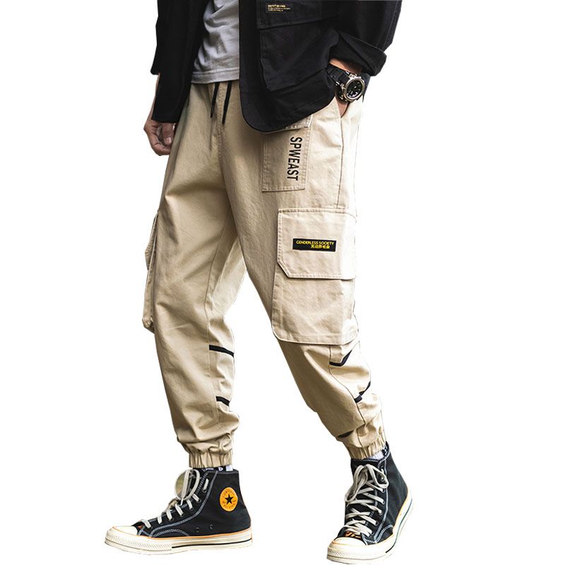 Men/'s Side Pockets Cargo Harem Pants Hip Hop Casual Tactical Jogger Trouser Flat
