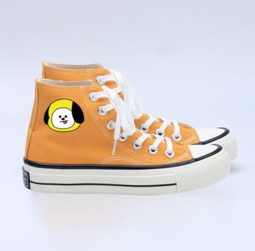 Compre BTS Dos Desenhos Animados Impresso Sapatas De Lona Alta Tops Calçados  Cor Viva Novas Mulheres Casual Estudante Aumentar Shoes Frete Grátis Barato  | Entrega Rápida E Qualidade | Pt.Dhgate