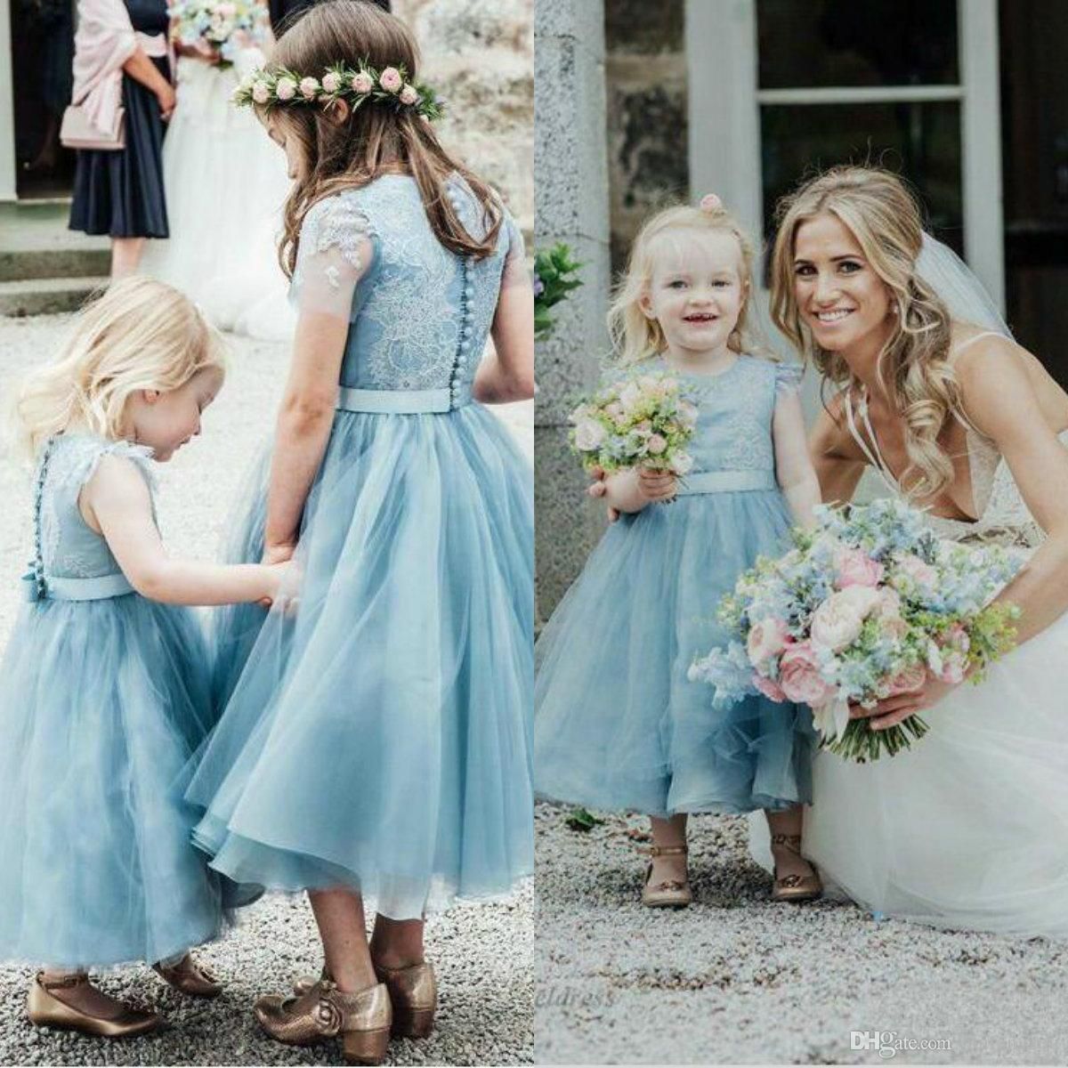 dusty blue kids dress