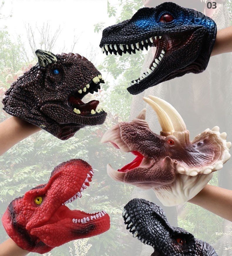 Grandes Figuras Juguetes Nueva maravilloso Mini cabeza del dinosaurio del dedo cubierta partido de los niños Grandes Figuras Juguetes Nueva maravilloso Mini cabeza del dinosaurio del dedo cubierta partido de los niños