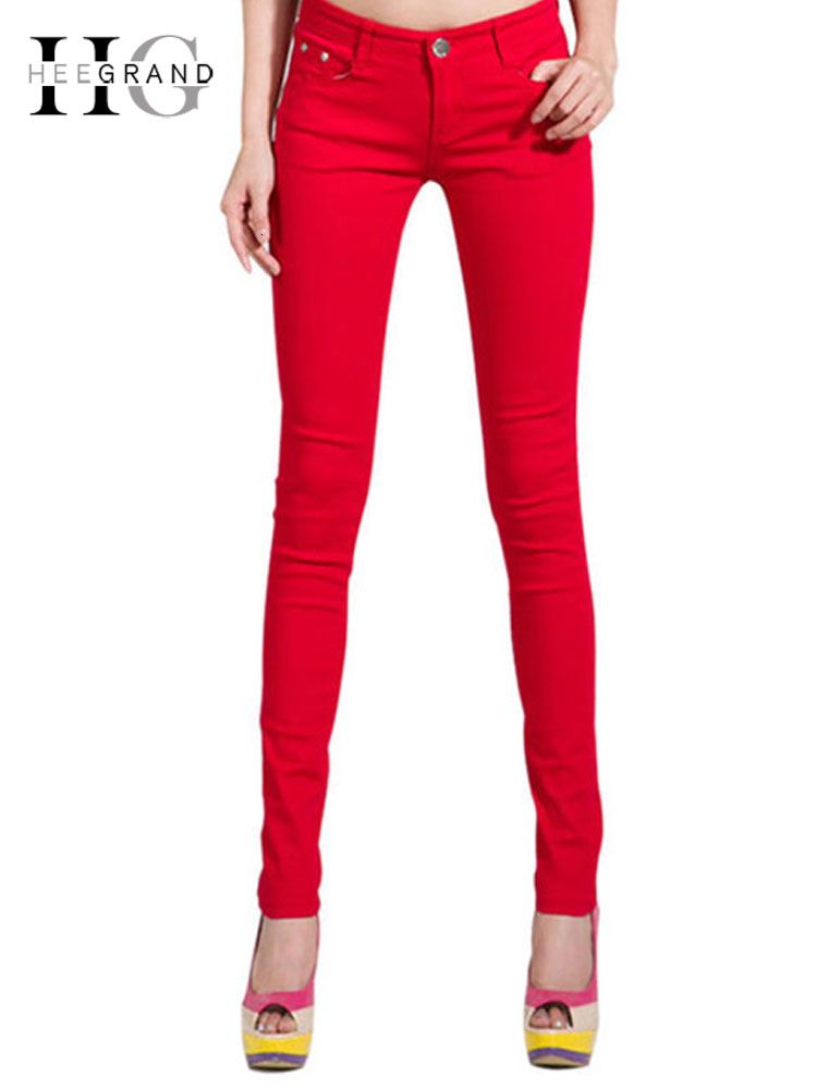 red stretch jeans ladies