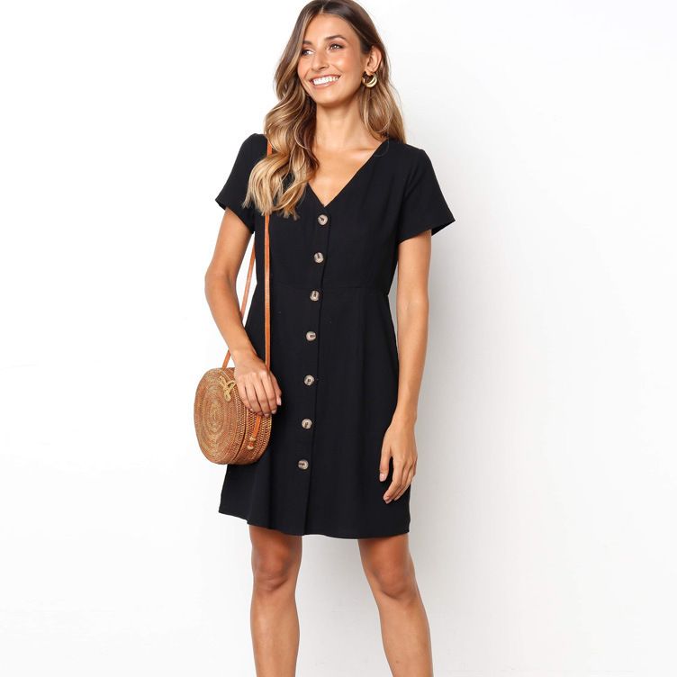 black button up dress