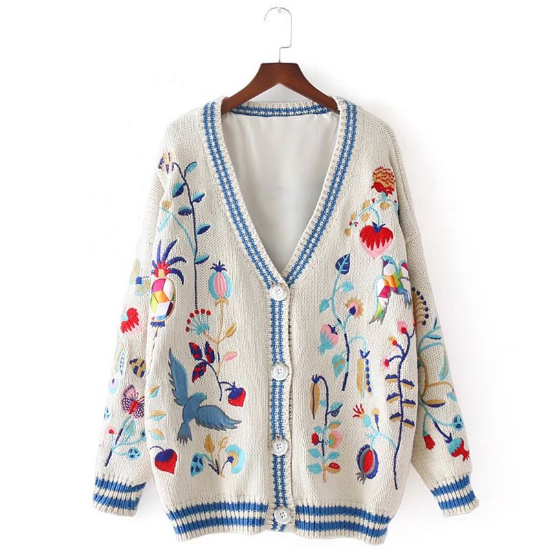 embroidered cardigan sweater