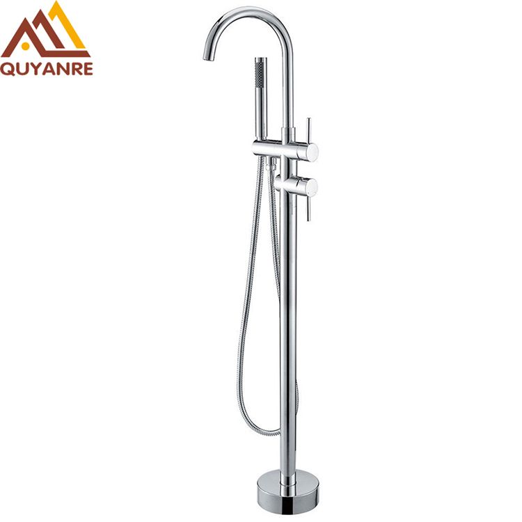 2019 Chrome Bathtub Faucet 360 Rotation Chrome Floor Stand Faucet