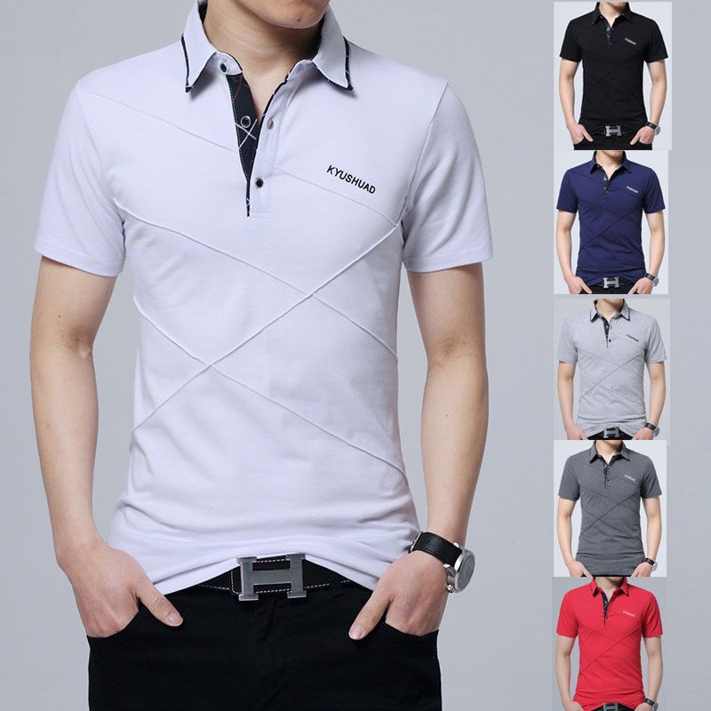 polo de solapa de negocios de alta calidad M-5XL blanco Nueva camiseta de manga corta para hombre polo de solapa de negocios de alta calidad M-5XL blanco Nueva camiseta de manga corta para hombre